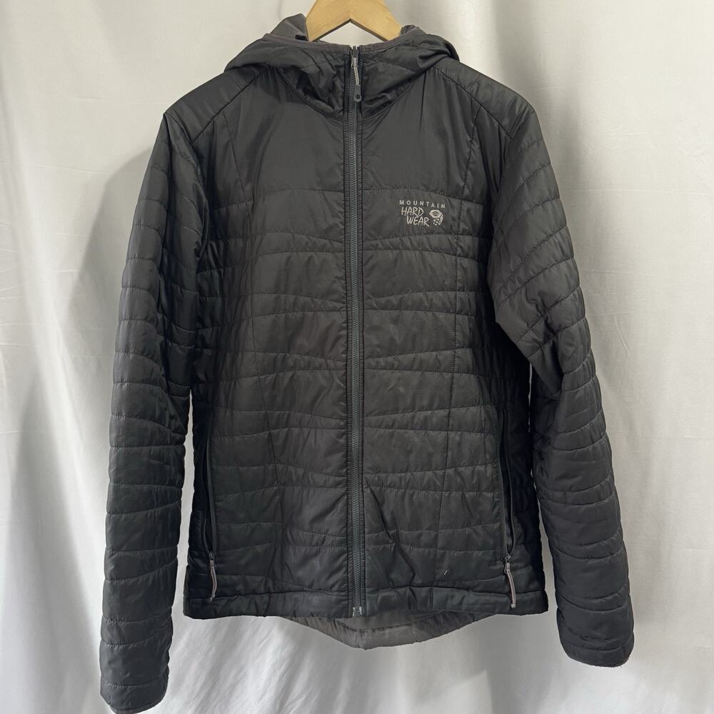Mountain Hardwear Reversible Jacket Mens Medium Black Hooded Insulated Full Zip